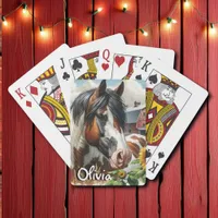 Pretty Pinto Brown and White Horse on Rustic Farm Poker Cards