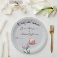 Romantic and Poetic Pastel Tulips Watercolor Paper Plates