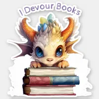 *~* Cute Book Reading Baby Dragon AP88 I DEVOUR Sticker