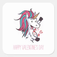 Valentine Unicorn Square Sticker