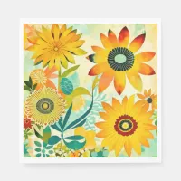 Pretty Folk Art Yellow Flowers   Napkins