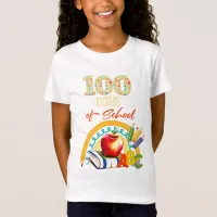 100 days of School Yellow and Red Apple White T-Shirt