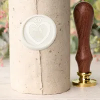 Golden Wedding Couple Initials Love Heart Custom Wax Seal Stamp