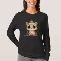 Cute Chibi Kawaii Cartoon Christmas Kitty Cat T-Shirt