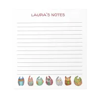 Cute Pretty Colorful Watercolor Owl Lined Notepad