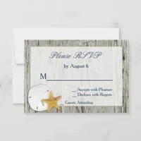 Rustic Beach Driftwood Sand Dollar Wedding RSVP