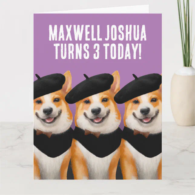 Cute Chic Corgi Dogs Wish You Happy Birthday Card