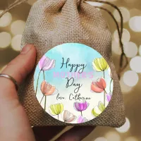 Watercolor and Ink Artistic Tulips Mother's Day Classic Round Sticker