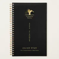 House Logo Black and Gold Non Dated Faux Leather Planner