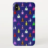 Jockey Silks Horse Rider Pattern on Blue iPhone XS Max Case