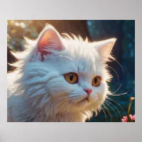 *~*  Kitty Cat 5:4  Kitten White Long Hair Fluffy Poster