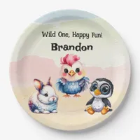 Wild One Happy Fun Woodland Animals Watercolor Paper Plates