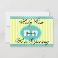 Teal & Yellow "We're Expecting Twins" Announcement