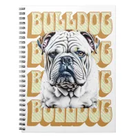 English Bulldog with Retro Font Notebook