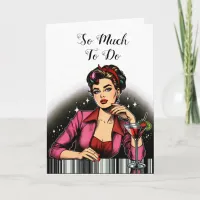 Funny Sarcastic Friendship | Retro Lady with Drink Card