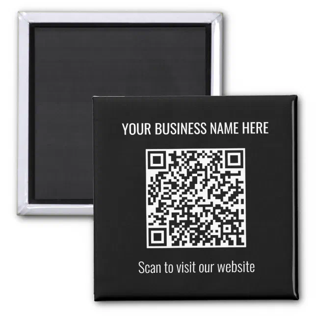 Simple Modern QR Code Square Black Magnet