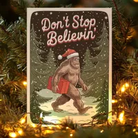 Bigfoot Don’t Stop Believin Christmas Sasquatch Holiday Card