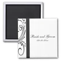 Black and White Swirls Wedding Magnet