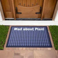 Buffalo Plaid Blue & Black Monogram Simple | Doormat