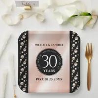 Elegant 30th Pearl Wedding Anniversary Celebration Paper Plates