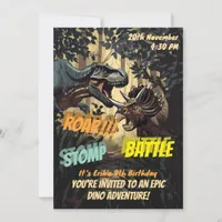 Epic Dinosaur Stomp, Roar and Battle Birthday Invitation