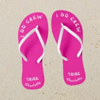 Minimalist Bride Tribe Neon Pink Bachelorette Flip Flops