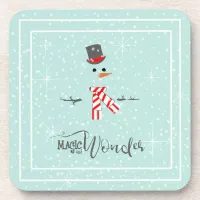 Magic and Wonder Christmas Snowman Mint ID440 Beverage Coaster