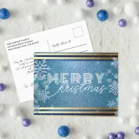 Sparkling Blue Frosty Winter Wonderland Christmas Holiday Postcard
