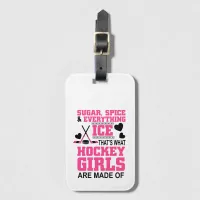 cute sugar and spice ice hockey girls luggage tag