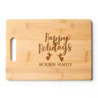 Monogram Family Name Happy Holidays | Cutting Board