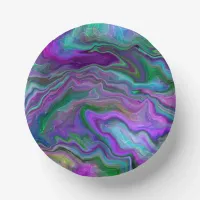 Purple, Green and Blue Fluid Art Marble    Paper Bowls