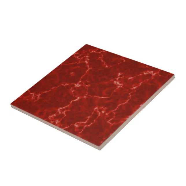 Elegant Red Marble with White Veins Ceramic Tile