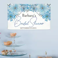 Elegant Chic Blue Watercolor Flowers Bridal Shower Banner