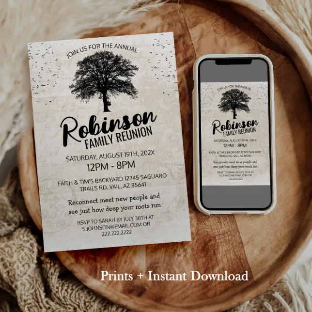 Modern Family Tree Reunion Party Invitation