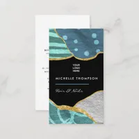 Blue and Gold Linen Fabric Business Card