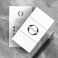 Logo and Social Media Icons Blk/White Vrt ID810 Business Card