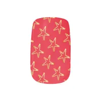 Christmas Day Gold Star of Wonder Pattern Red Minx Nail Art