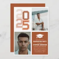 Modern Varsity Terracotta | Photo Graduation Party Invitation