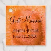 Just Married Orange Agate Favor Tags