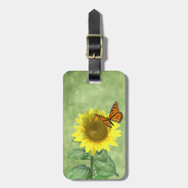 Pretty Sunflower and Butterfly Luggage Tag