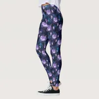 Purple Peony Flowers Leggings