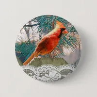 Winter Cardinal Festive Button