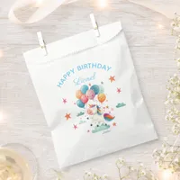 Funny Flying Unicorn Rainbow Colors 1st Birthday Favor Bag