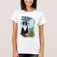 Enjoy Life's Simple Moments | Tuxedo Cat and Quote T-Shirt