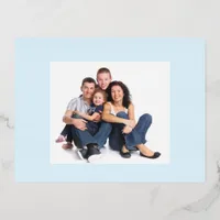 Modern Light Blue Happy New Year Photo Foil Holiday Postcard