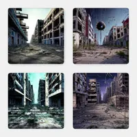 Abandoned City | Post Apocalyptic Dystopia  Coaster Set