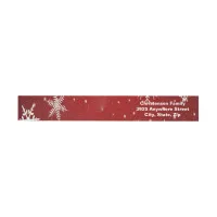 Snowflakes Red Background Wrap Address Labels