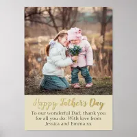 Happy Father's Day Custom Photo Light Brown Cream Foil Prints