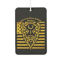 Bison With American Flag Background Air Freshener