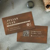 Modern Rustic Iron Bold Stencil Metal Business Card